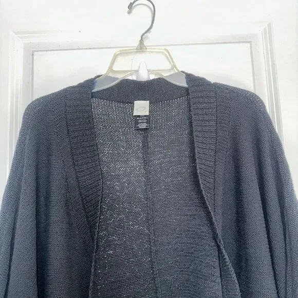 ANTHROPOLOGIE Cardigan Size OS Black Dolman Sleeve Open Knit AKEMI KIN Capsule - Picture 2 of 9